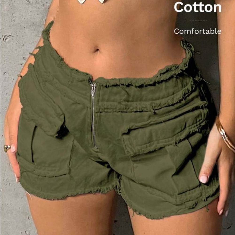 Olive Cargo Shorts for Women